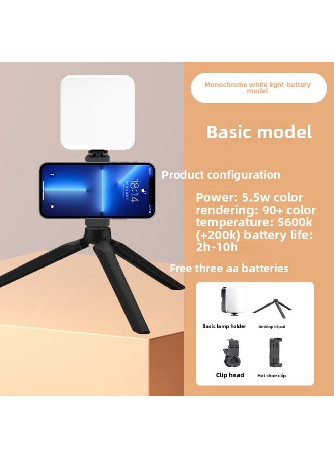 Generic - Customized Handheld Photography Lighting Selfie Fill Light Flap Pocket Pants Light Processing Rgb Cyberpunk Mini Live Broadcast Lighting-Specification:Pocket Light - Monochrome White Light (battery Version) + Clip Head + Desktop Tripod + One-piece Clip - Image 1