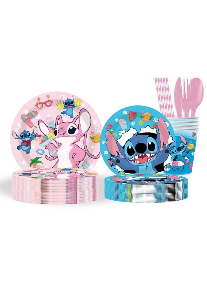 Stitch  Party Decorations for 10 Guests, 92pcs Stitch Party Disposable Tableware For Kids - Image 5
