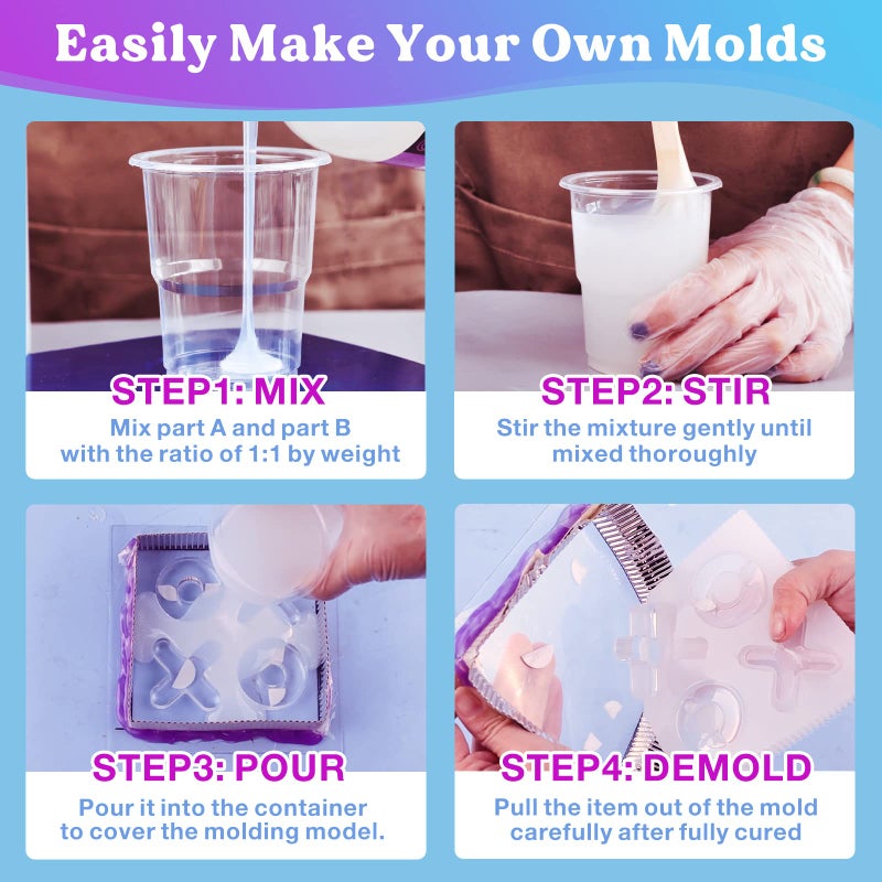 LET'S RESIN Silicone Mold Making Kit-Translucent Silicone Rubber Non-Toxic Liquid Mold Making Silicone-20.46oz Super Elastic Molding Silicone-Ideal for 3D Molds,Resin Molds,Silicone Molds-4H Fast Cure - Image 5