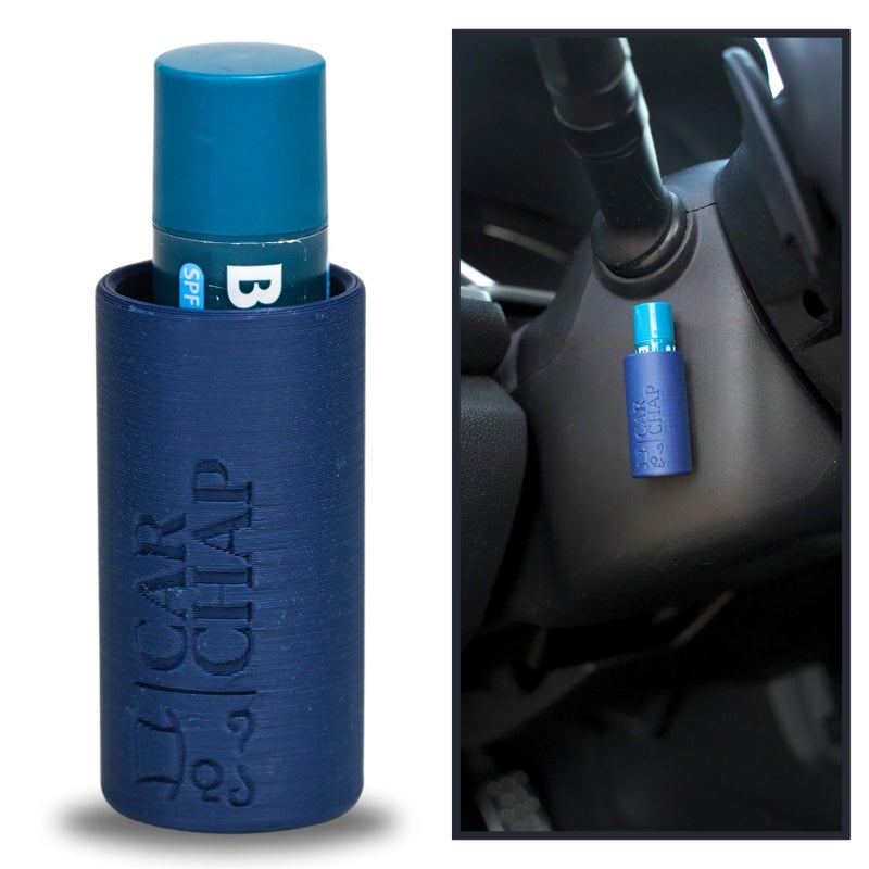 Car Chap CarChap Car Lip Balm Holder [THE ORIGINAL], Lip Gloss Holder for Car, Mess Free in the Heat, Featured in Car and Driver. USA Made, Patent Pending. Interior Car Accessories for Women, Men [NAVY BLUE] - Image 1