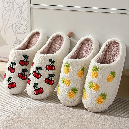 Tellrain Women Slippers Cute Pattern Big Heart Mushroom Warm Soft Bedroom Shoes Fuzzy Closed Toe Sandals Non Slip House Bedroom Slippers - Image 5