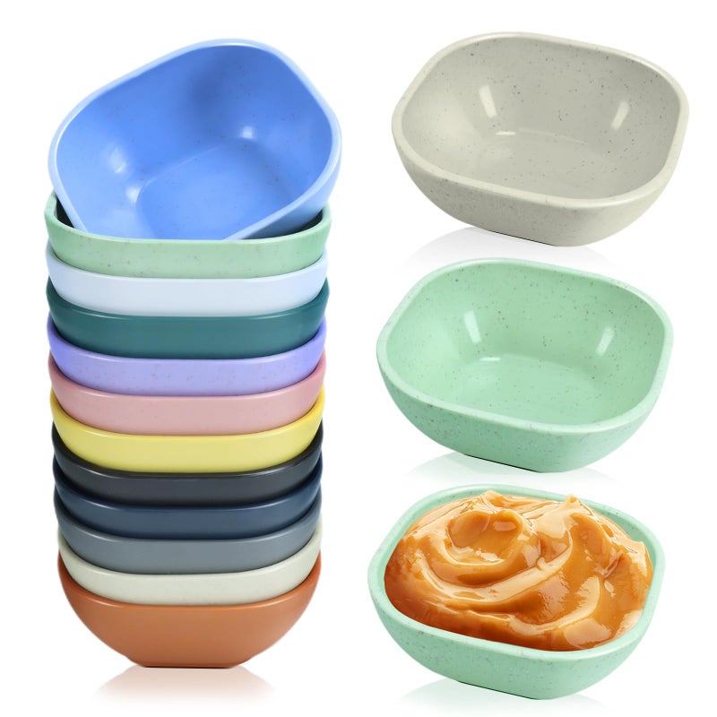 TKOnline 12 Pack 4.5 OZ Small Wheat Straw Dipping Bowls, Unbreakable Dessert and Side Dish Bowls for Ketchup, Nuts, Sauces, Dips, Condiments - Image 1