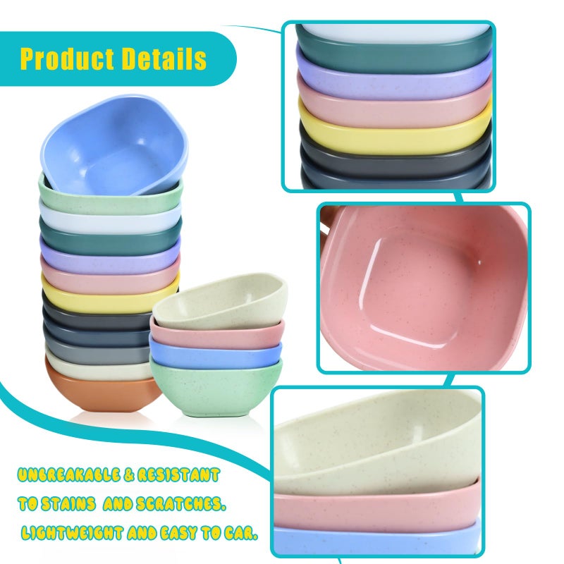 TKOnline 12 Pack 4.5 OZ Small Wheat Straw Dipping Bowls, Unbreakable Dessert and Side Dish Bowls for Ketchup, Nuts, Sauces, Dips, Condiments - Image 3