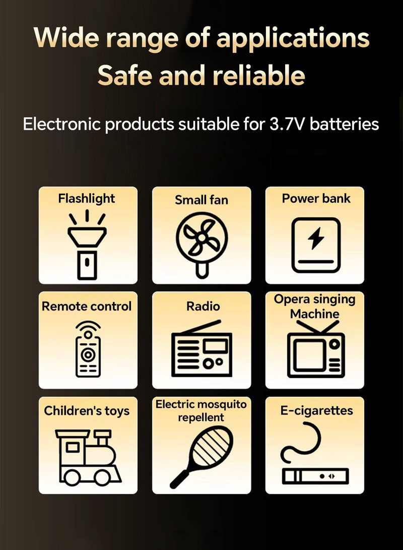 Delipow 18650 rechargeable battery, 8140mWh large-capacity, 3.7V lithium battery, with Type-C fast charging cable, suitable for LED flashlight, small fan, remote control, smart tools and DIY electronics, etc（Two batteries） - Image 5