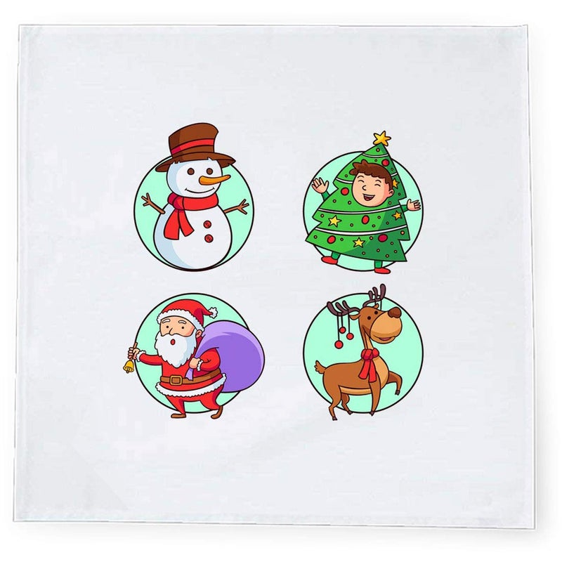 Khakee 6 Pcs Christmas Theme Tafta Silk Table Napkins 10x 10 for Xmas Decoration Christmas OrnamentsChristmas Gift npxmas199P - Image 2