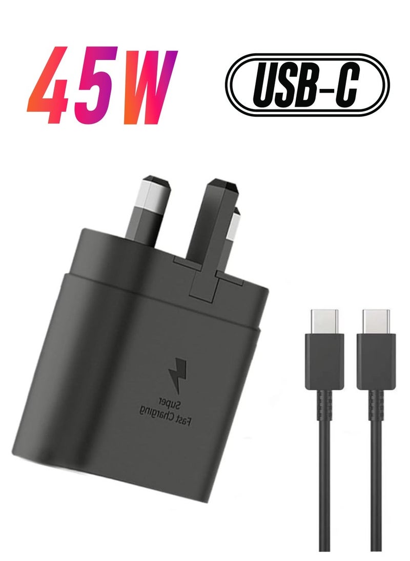 ELTRAZONE 45W Super fast charger Plug Data cable for Samsung galaxy S24 ULTRA S23 ultra FE S22 S21 fe S20 note 20 ultra 10 plus 9 8 z4 fold lead z 5 flip USB C TO C Adapter european wall Charger - Image 1