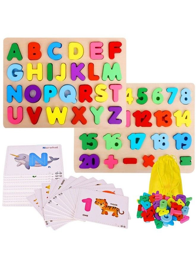 Asher and Olivia Alphabet Puzzle & Abc Wooden Puzzle Set: Number Game Flash Cards & Storage Bag Bundle  - Image 1