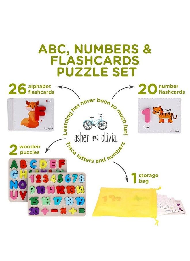Asher and Olivia Alphabet Puzzle & Abc Wooden Puzzle Set: Number Game Flash Cards & Storage Bag Bundle  - Image 3