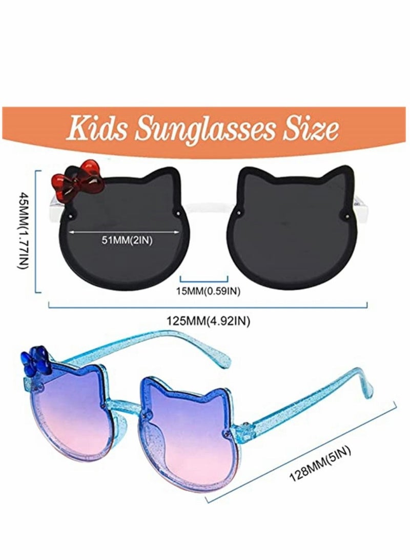 Kids Sunglasses 2 Pcs Cute Cat Shaped Child Sunglasses Polarized Sunglasses Neon Sunglasses UV Protection for Kids Boys Girls of 3-10 Years Old Birthday Party Beach Pool Supplies - Image 4
