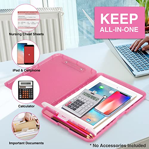 Sooez Glitter Clipboard with Storage, High Capacity Clip Boards 8.5x11 with Pen Holder, Cute Clipboards with Low Profile Clip, Sparkle Plastic Organizer Case Box for Women & Kids, Side Opening - Image 4