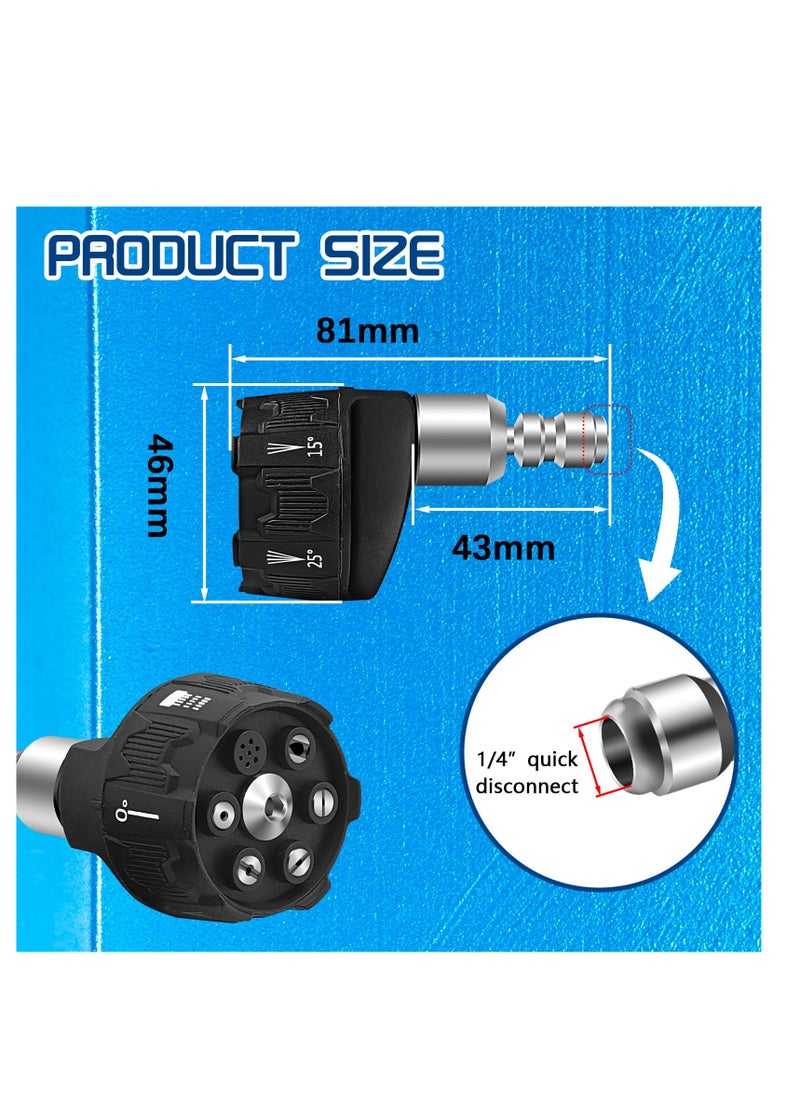 SYOSI - Upgraded Pressure Washer Nozzle Tips 6 in 1 Quick Change Nozzle with 360 degree Adjustable End Stainless Steel High Pressure Power Sprayer for Car/Yard/Fence/Floor Cleaning and Sprinkling (Black) - Image 1