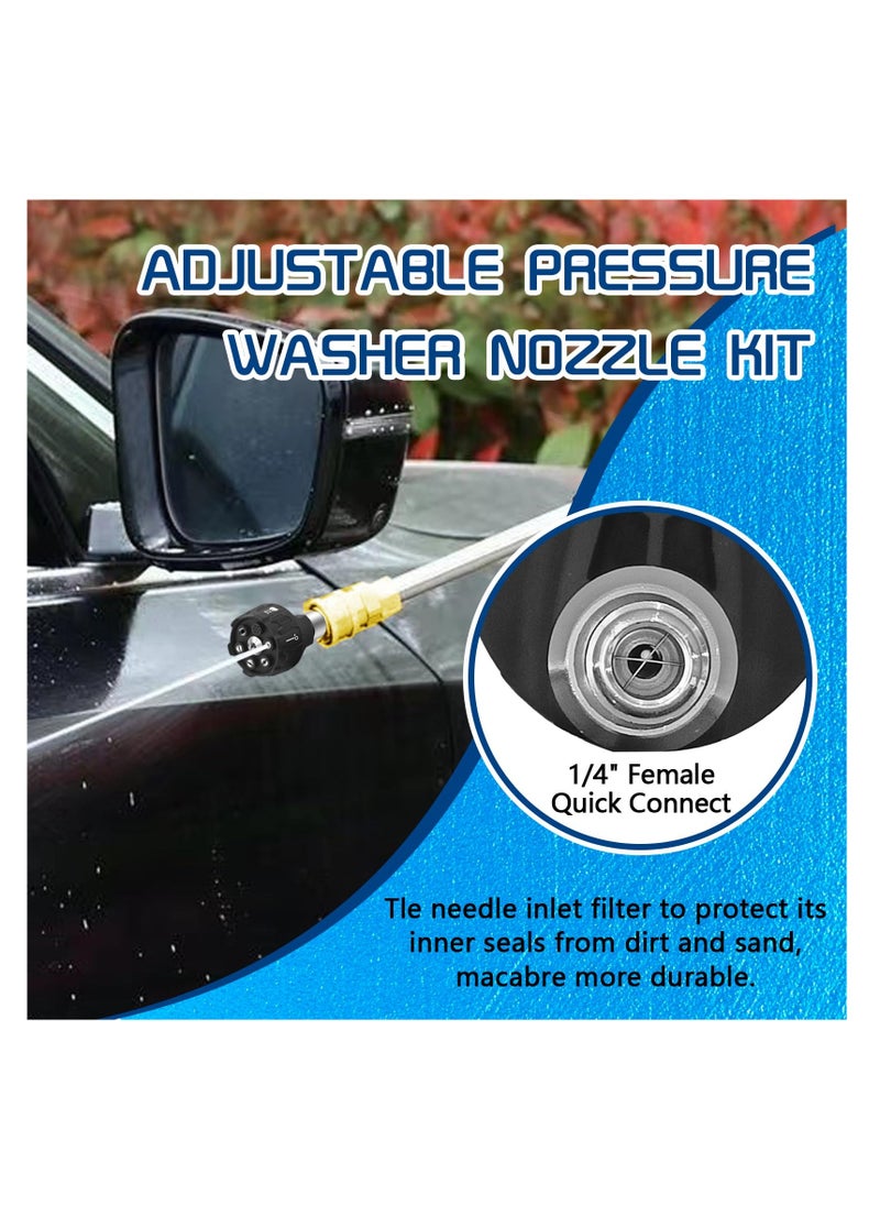 SYOSI - Upgraded Pressure Washer Nozzle Tips 6 in 1 Quick Change Nozzle with 360 degree Adjustable End Stainless Steel High Pressure Power Sprayer for Car/Yard/Fence/Floor Cleaning and Sprinkling (Black) - Image 1