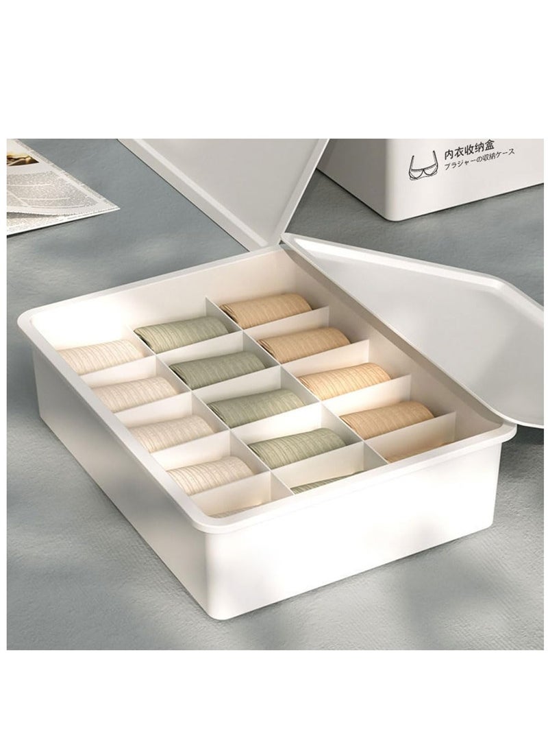 Plastic underwear storage box, closet wardrobe with dust cover, stackable, socks and bra dispenser for bedroom cabinet, scarf tie cable drawer divider (for socks)  - Image 1