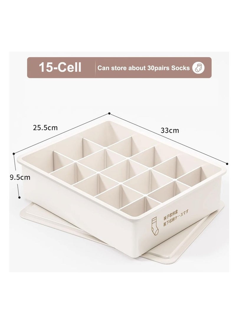 Plastic underwear storage box, closet wardrobe with dust cover, stackable, socks and bra dispenser for bedroom cabinet, scarf tie cable drawer divider (for socks)  - Image 2