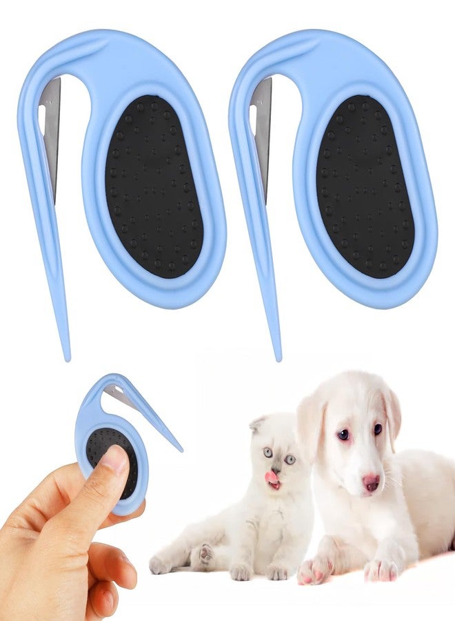 lasuroa 2pcs Knotting Comb for Cats, Dog Shedding Brush Dematting Comb Hair Removal Tool for Knotted & Loose Hair Grooming Accessories for Pet Kitten Puppy (Blue) - Image 1