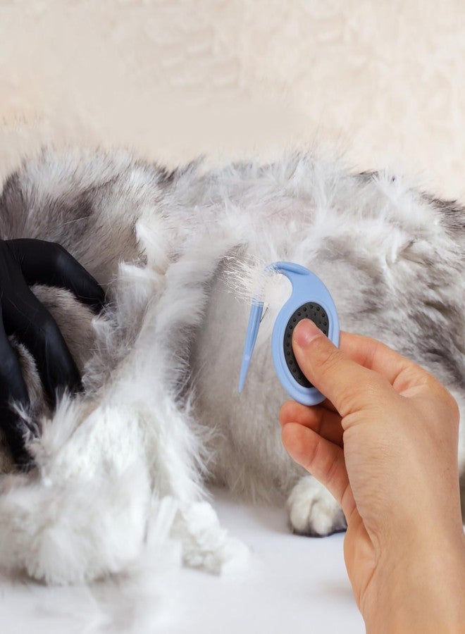 lasuroa 2pcs Knotting Comb for Cats, Dog Shedding Brush Dematting Comb Hair Removal Tool for Knotted & Loose Hair Grooming Accessories for Pet Kitten Puppy (Blue) - Image 5