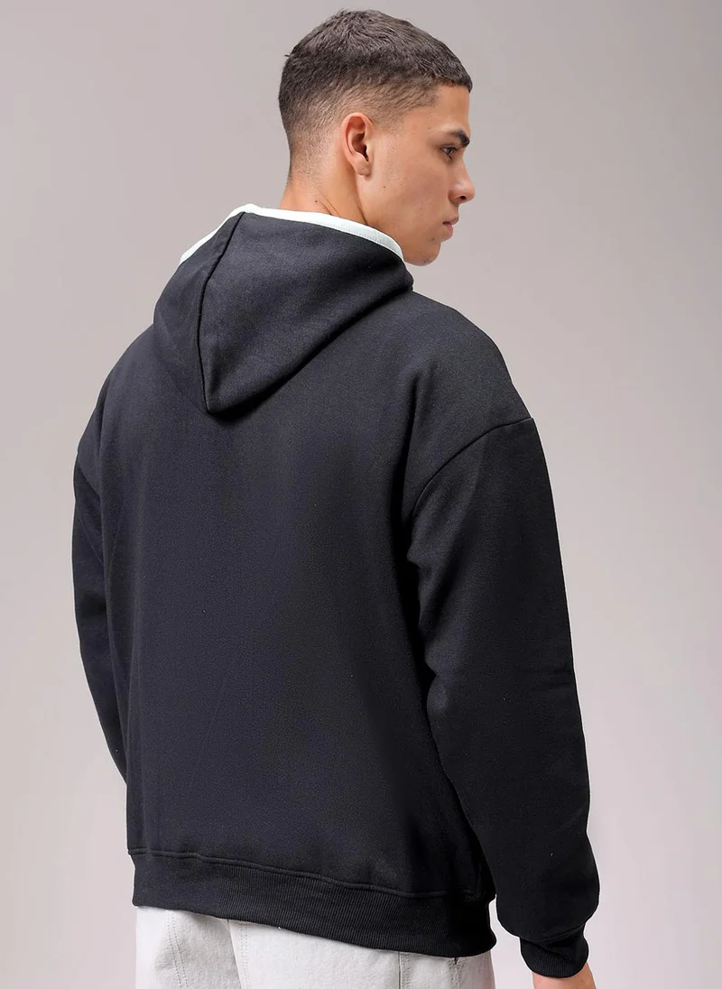 The Indian Garage Co Men Relaxed Fit Placement Print Overhead Hooded Sweatshirt