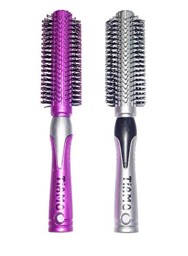 Tiamo Round Plastic Hair Brush set of 2 for daily use - Image 1