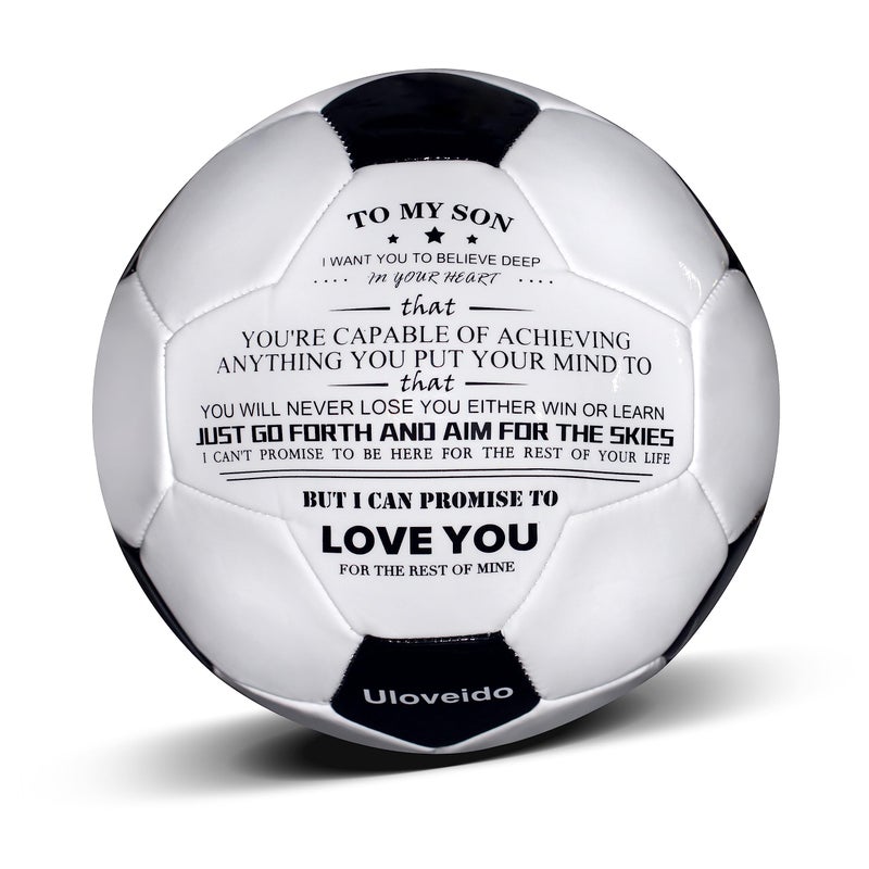 Uloveido Personalized Print Size 5 Match Training Black White Soccer Ball for Son Birthday Christmas Football Gift I Love You Soccer Balls Y594 - Image 2