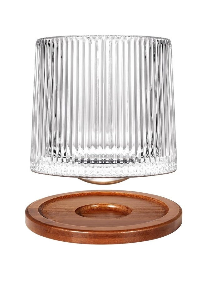 كوب الزجاج القديم القابل للدوران ، 5.63oz / 160ml زجاج الكريستال الويسكي ، كوستر الخشب ، سميكة ، تستخدم كقهوة ، حليب للاسترخاء ، هدية مثالية - Image 1