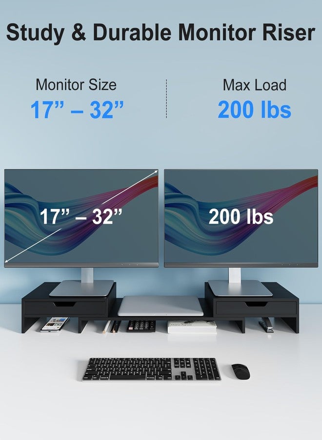 Epesoware Dual Monitor Riser with Two Drawer for Desk, No Assembly Required - Image 4