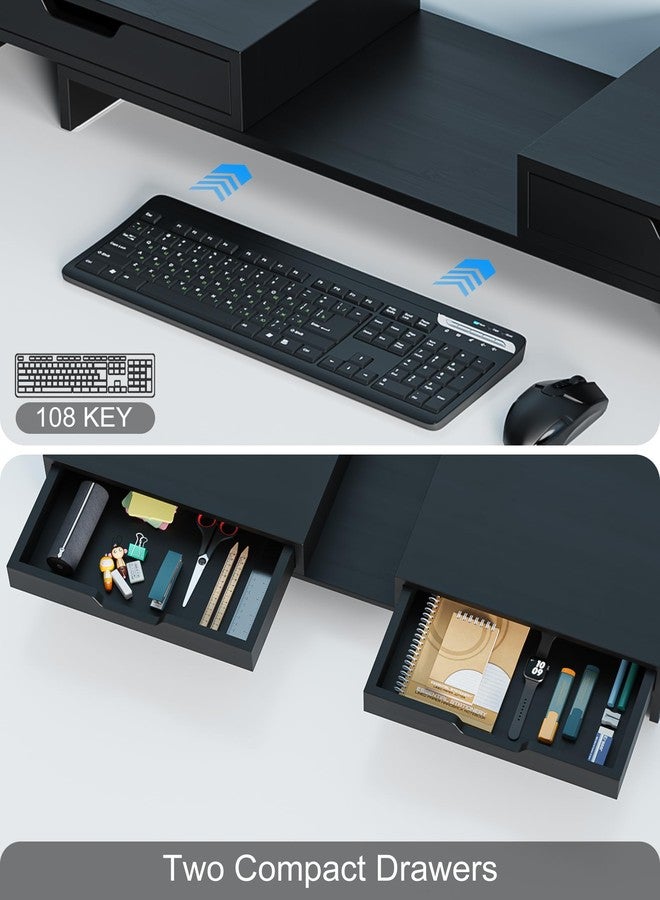 Epesoware Dual Monitor Riser with Two Drawer for Desk, No Assembly Required - Image 3