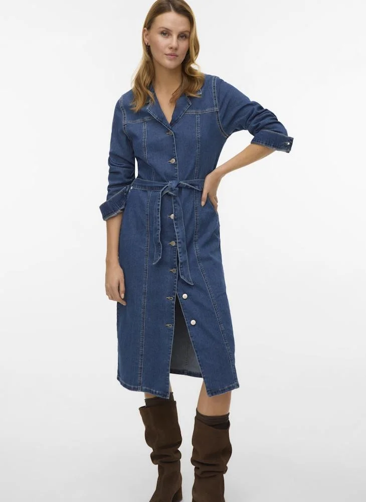 VERO MODA Vmtelly Long Sleeve 7/8 Dnm Dress