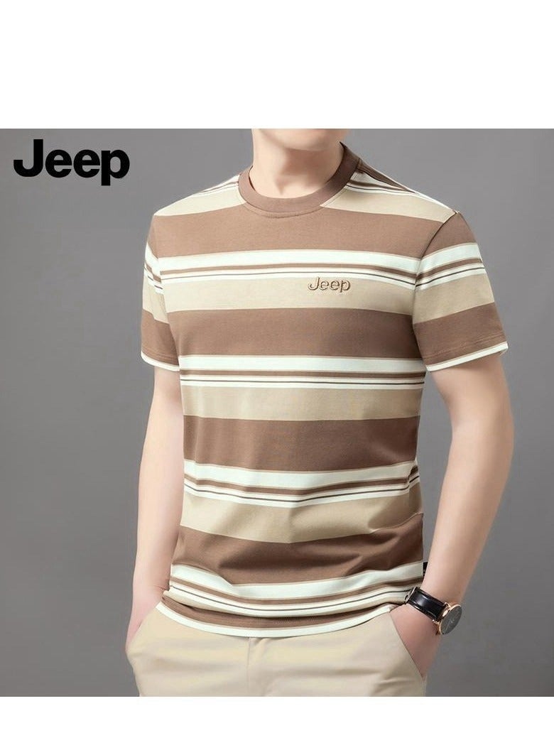 Jeep Men's  Short Sleeved T-shirt Round Neck Pullover Sweatshirt Simple Running Top  - Image 1
