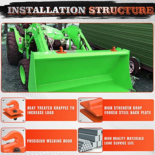 AMBULL 2 Pack 3/8" Tractor Bucket Grab Hook Grade 70 Forged Steel Bolt On Grab Hook Tow Hook Mount with Backer Plate,Work Well for Tractor Bucket, RV, UTV,Truck, Max 15,000 lbs, Orange - Image 3