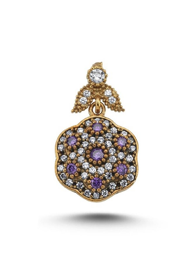 EMNON 925 Silver and Bronze, CZ Ottoman Style Pendant 100% Precious Metal Gift for Women- Emnon59PE 