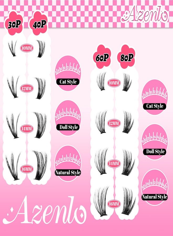 Azenlo Cluster Lashes Eyelash Clusters 30D+40D+60D+80D Lash Clusters Wispy Individual Lashes D Curl Lash Extension Natural Lashes Clusters DIY Cluster Eyelash Extensions for Beginners - Image 4