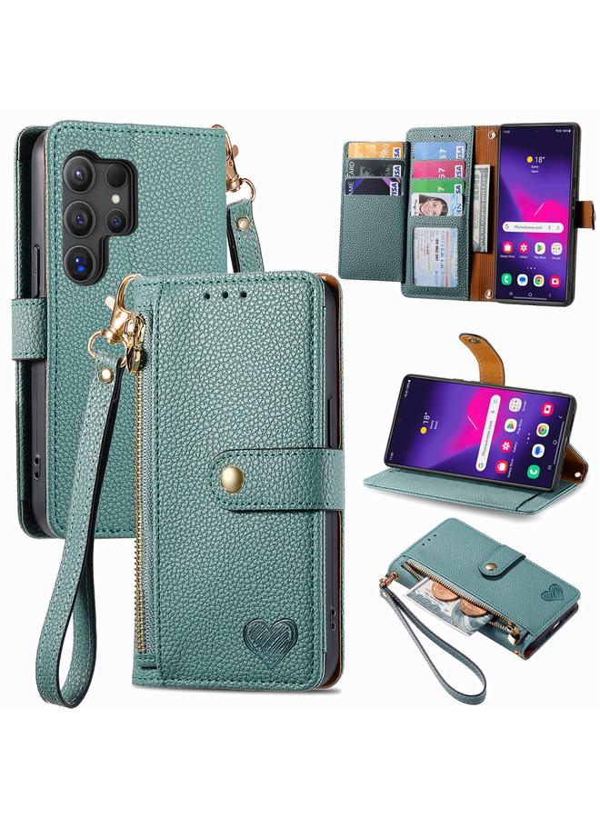 S-TOP Case For Samsung Galaxy S25 Ultra 5G Love Zipper Lanyard Leather Phone Case - Image 1