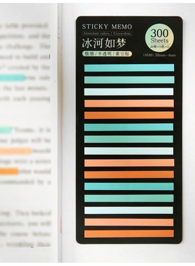 YUYU Colorful Narrow Strip Very Fine Index Paste Student Key Label Paste Transparent Post-it Note 300 Paste - Image 1