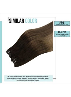 Full Shine Human Hair Weft Extensions Invisible Sew in Hair Extensions for Full Head One Piece Weft Human Hair Extensions 100 Grams Weave Bundles Remy Hair Extensions 14 Inch  - Image 5