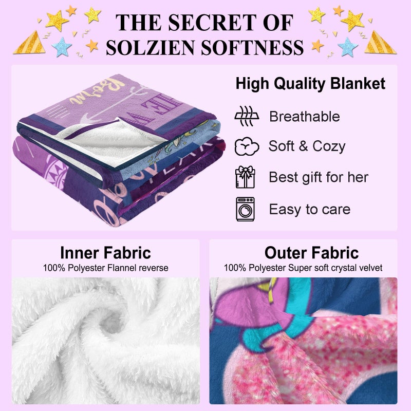 Solzien 1 Year Old Girl Birthday Gift Blanket 50""x40""  Gifts for 1/one Year Old Girl  one Year Old Girl Birthday Gifts  1st Birthday Girl Gifts  First Birthday Gift Ideas  1 Year Old Girl Gifts - Image 2