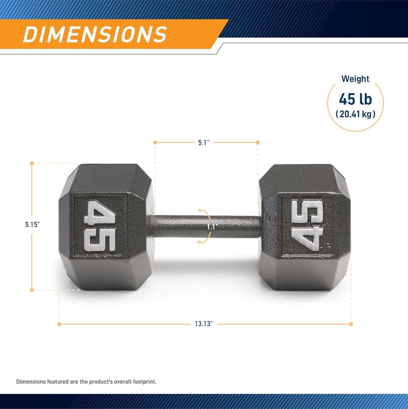 Marcy Cast Iron Hex Dumbbells Collection - Available size from 3-lb to 100-lb, SOLD INDIVIDUALLY - Image 2