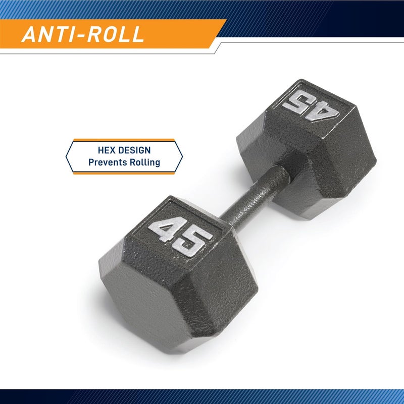 Marcy Cast Iron Hex Dumbbells Collection - Available size from 3-lb to 100-lb, SOLD INDIVIDUALLY - Image 3