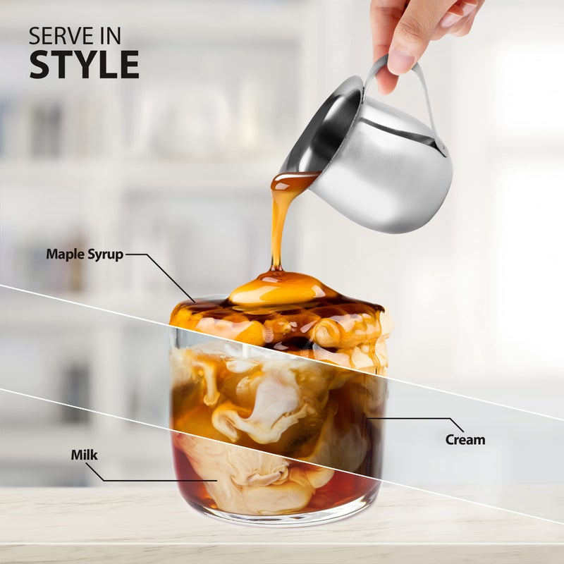 EHOMEA2Z Stainless Steel Bell Creamer Espresso Shot Frothing Pitcher Cup Latte Art (2, 3 Oz) - Image 4
