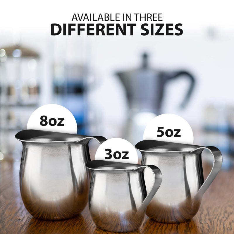 EHOMEA2Z Stainless Steel Bell Creamer Espresso Shot Frothing Pitcher Cup Latte Art (2, 3 Oz) - Image 3