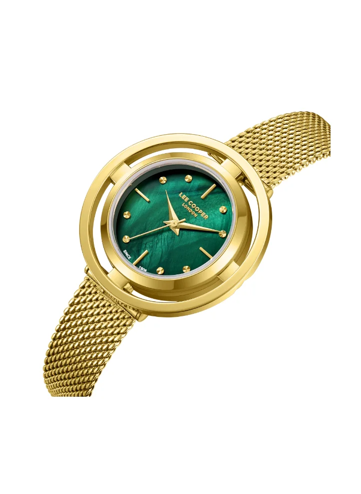 Lee Cooper Lee Cooper LC08052.170 Women's Analog Display Watch & Mesh Strap Gold