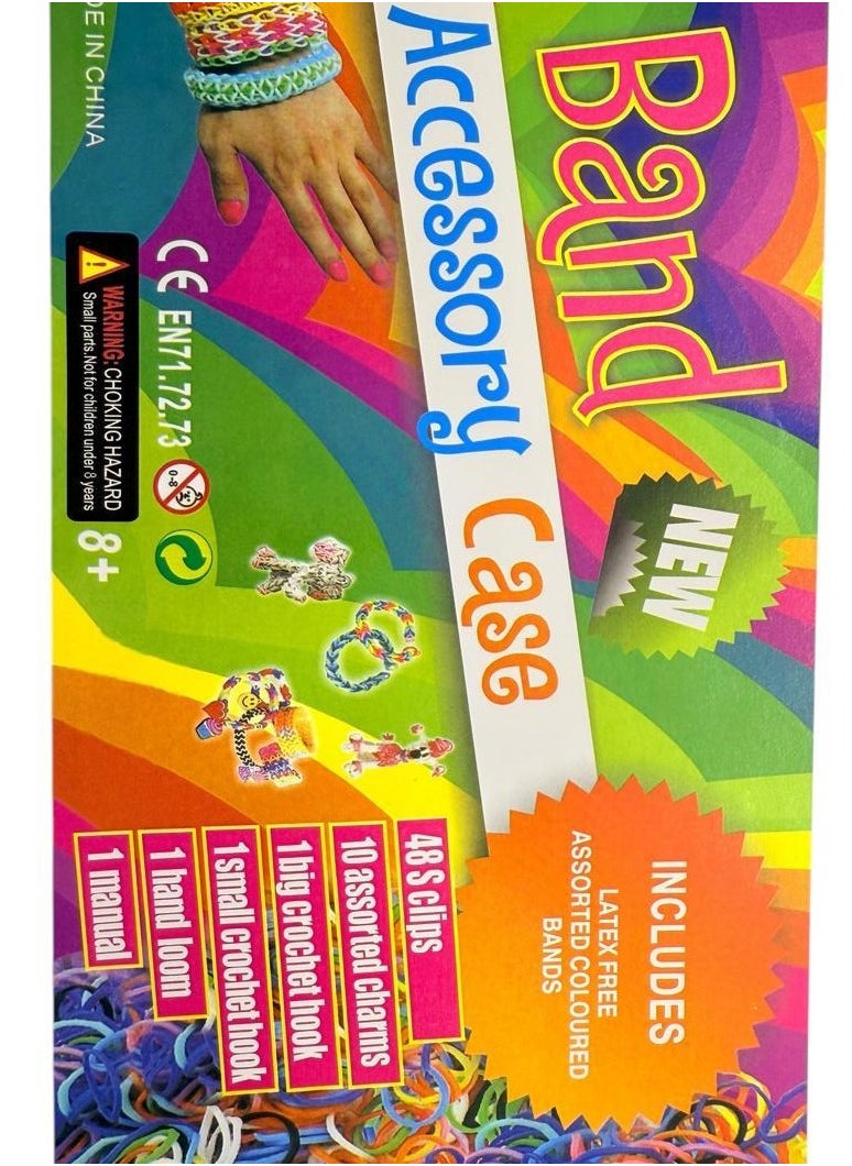 null - Colorful Rubber Bracelet Making Accessories Box The box comes in a colorful and attractive design, and includes a variety of tools and components needed to make different bracelets and accessories. - Image 1