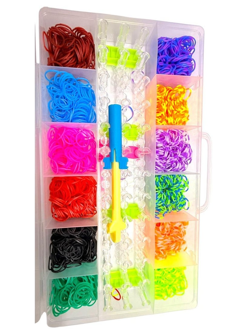null - Colorful Rubber Bracelet Making Accessories Box The box comes in a colorful and attractive design, and includes a variety of tools and components needed to make different bracelets and accessories. - Image 1