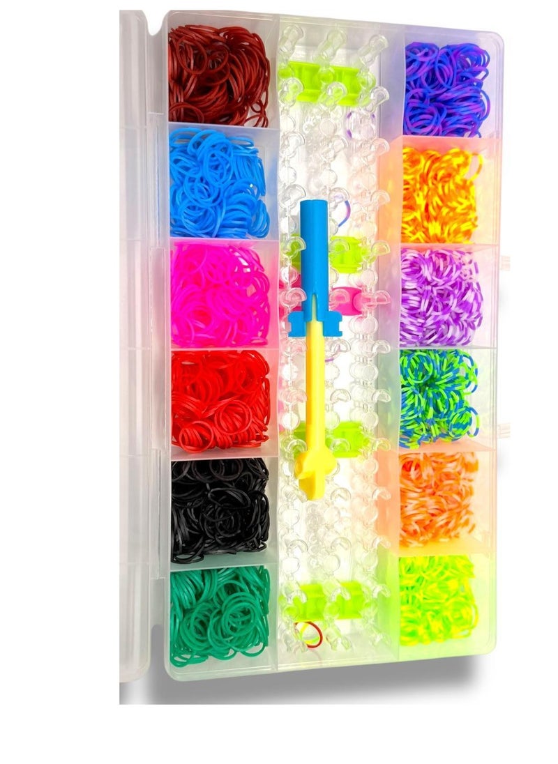 null - Colorful Rubber Bracelet Making Accessories Box The box comes in a colorful and attractive design, and includes a variety of tools and components needed to make different bracelets and accessories. - Image 1
