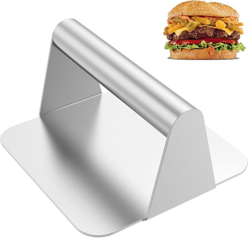 Istara Burger Press Stainless Steel Hamburger Press Square Burger Smasher Bacon Steak Press NonStick Hamburger Patty Maker with Handle for Flat Top Griddle - Image 1