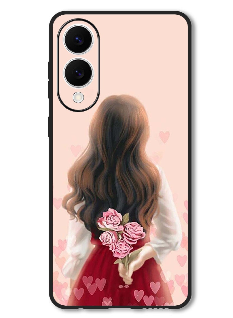 Theodor Case Compatible with Samsung Galaxy S25 Edge 6.7 Inch Protection Shockproof Bumper Cover Girl Hiding Flowers - Image 1