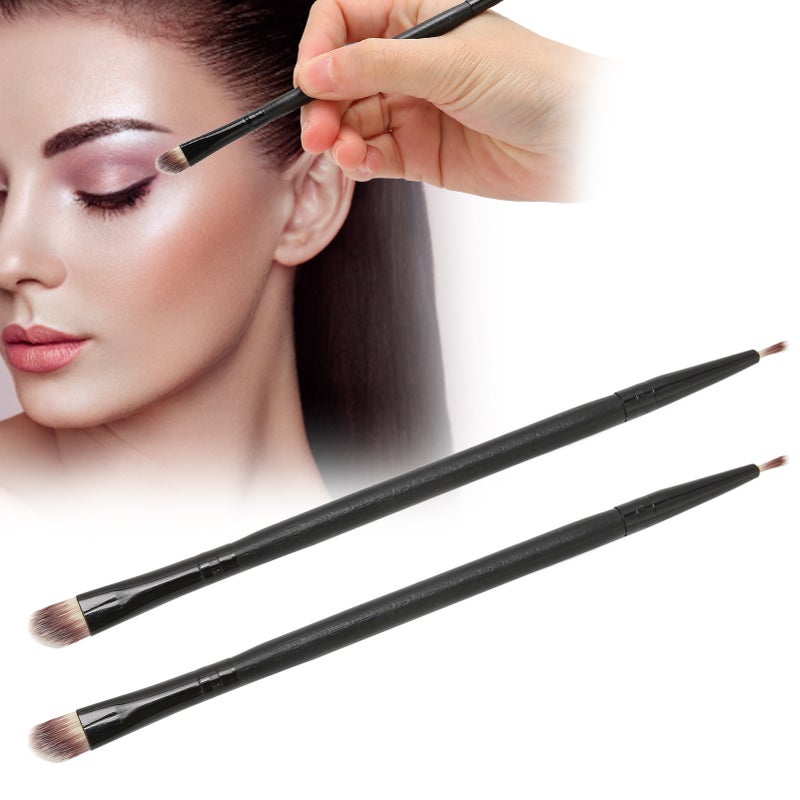2Pcs Eye Shadow Brush Double Ended Hypoallergenic Professional Eyeshadow Makeup Brush with Black Stem - Image 5
