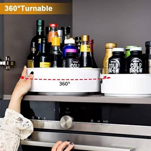 ROKOO Multi-Purpose 360° Function Rotating Countertop Organizer Revolving Tray for Kitchen Cabinet Spice Rack Storage & Cosmetics Organizer Holder Bathroom, Refrigerator, Dining Table, cupboards, Dressing Table (Off-White) - Image 2