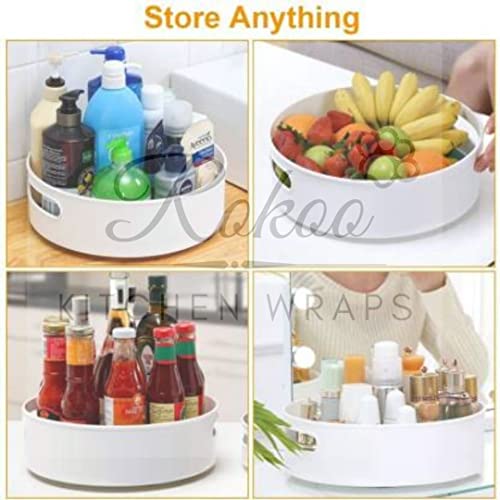 ROKOO Multi-Purpose 360° Function Rotating Countertop Organizer Revolving Tray for Kitchen Cabinet Spice Rack Storage & Cosmetics Organizer Holder Bathroom, Refrigerator, Dining Table, cupboards, Dressing Table (Off-White) - Image 3