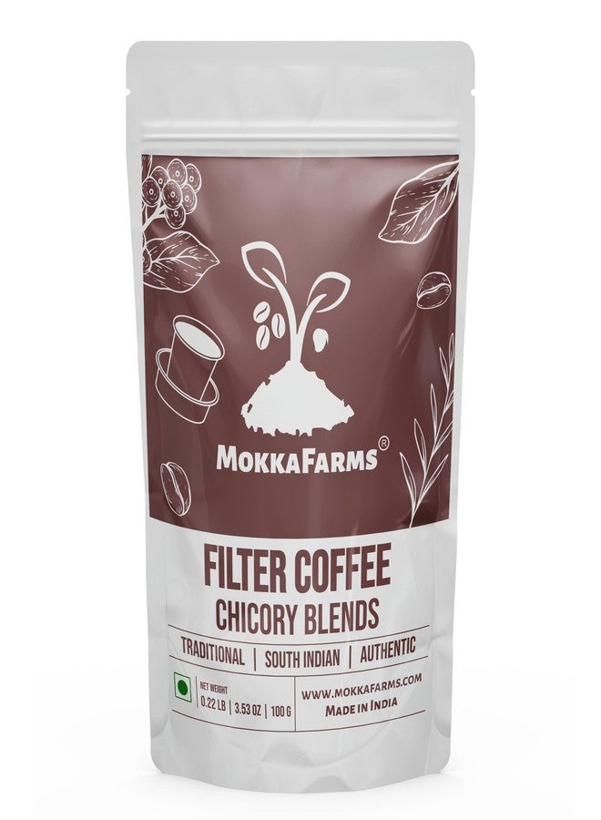 MOKKAFARMS قهوة موكا فارمز الهندية الجنوبية التقليدية المركزة | 60% قهوة - 40% هندباء | محمصة ومطحونة طازجة، قوية، غنية بالنكهة | من المزرعة إلى المائدة | كيس بسحاب وصمام أحادي الاتجاه | 100 غرام - Image 1