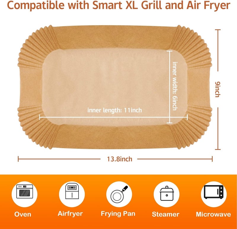 MooManGoo Air Fryer Liners For Ninja Smart XL, 120Pcs Disposable Parchment Paper Rectangular, 13 * 9 Inches, Non-Stick, Heat Resistant Up to 428°F, No Holes, Fits Ninja FG551, IG601, IG651, FG511 - Image 5